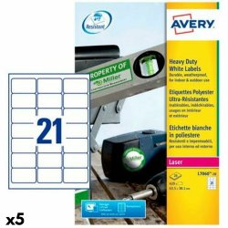 Etiketter till Skrivare Avery Vit 20 Blad 63,5 x 38,1 mm (5 anta