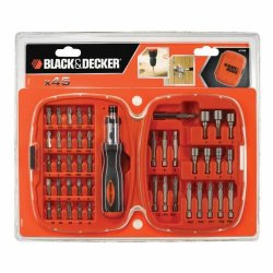 Set med spikar och skruvmejsel Black & Decker A7039 -XJ 45 Delar