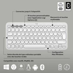 Bluetooth-tangentbord med tabletthllare Logitech K380 Franska V