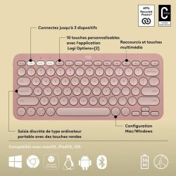 Bluetooth-tangentbord med tabletthllare Logitech K380 Franska R
