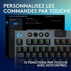 Tr�dl�st Tangentbord Logitech G915 TKL X Svart AZERTY