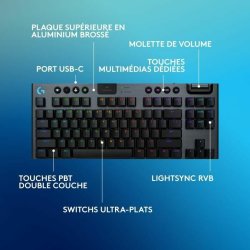 Tr�dl�st Tangentbord Logitech G915 TKL X Svart AZERTY