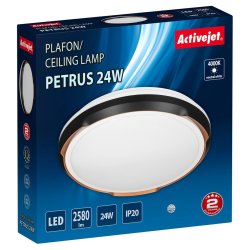 Taklampa Activejet AJE-PETRUS 24W Vit Svart Koppar 80 24 W (4000