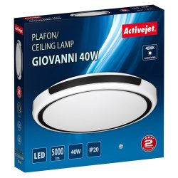Taklampa Activejet AJE-GIOVANNI 40W Vit Svart 80 (4000 K)