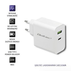Vggladdare Qoltec 51718 Vit 45 W (1 antal)