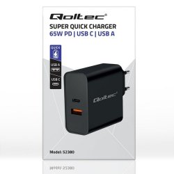 Vggladdare Qoltec 52380 Svart 65 W (1 antal)