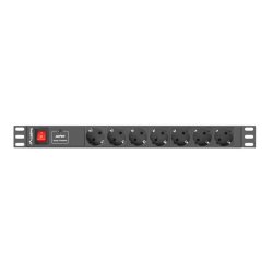 Frgreningslist 7 Tomas med Brytare Lanberg PDU-07F-0200-IEC-BK