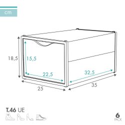 Stackable shoe box Max Home Vit 6 antal polypropen ABS 25 x 18,5