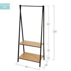 Kldhngare med hylla Max Home Stl Melamin spnskiva Minimalist