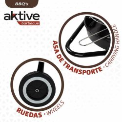 Kolgrill med hjul Aktive Textilene 42 x 76,5 cm Svart