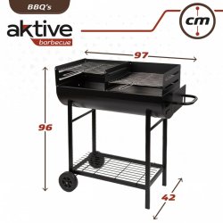 Kolgrill med hjul Aktive Plast Emaljerad metall 97 x 96 x 42 cm