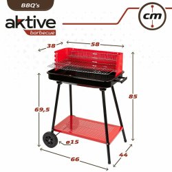 Kolgrill med hjul Aktive St�l Plast 66 x 44 x 85 cm Rektangul�r