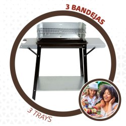 Kolgrill med hjul Aktive Emaljerad metall 90 x 85 x 32 cm Svart