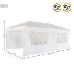 Gazebo Aktive 300 x 260 x 600 cm Metall Polyester Vit
