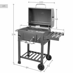 Kolgrill med lock och hjul Aktive 102 x 65 x 104 cm