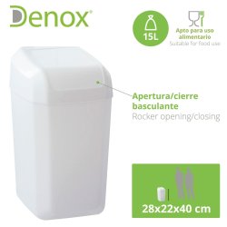 Papperskorg Denox Vit 15 L (28 x 22 x 40 cm)