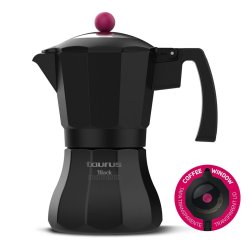Italiensk Kaffepanna Taurus Black Moments 3 Svart Aluminium 3 Cs