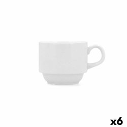 Set med kaffekoppar Bidasoa Glacial Vit Keramik 180 ml Kaffe/ Ca