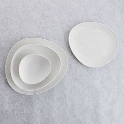 Snacksbricka Bidasoa Fosil Vit Keramik Aluminiumoxid Oval 39,1 x