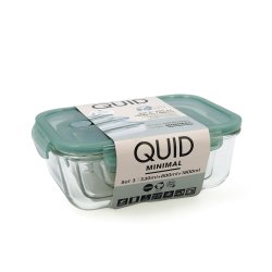 Lunchldor, set Quid Minimal Grn Glas 330 ml 800 ml 1,8 L 3 Del