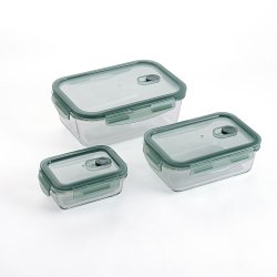Lunchldor, set Quid Minimal Grn Glas 330 ml 800 ml 1,8 L 3 Del
