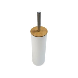 Toalettborste Versa Vit Metall Bambu 38,4 cm