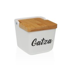 Saltkar med lock Versa GATZA Vit Keramik 12,2 x 11,5 x 12,2 cm