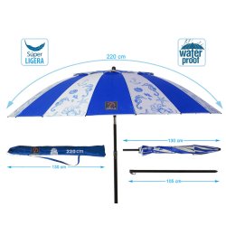 Parasoll Bl  220 cm SPF50+ Havsbl