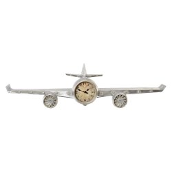 Vggklocka DKD Home Decor Flygplan Metall Tr MDF (101 x 22 x 26