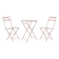 Bordsgrupp med 2 stolar DKD Home Decor MB-177410 Rosa 60 x 60 x