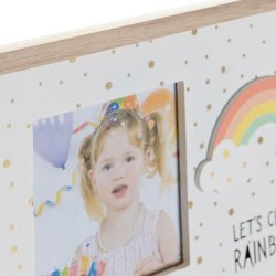 Fotoram DKD Home Decor Regnbge Rosa Vit Barn Tr MDF (25 x 1 x