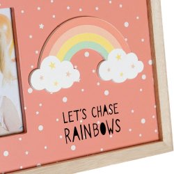 Fotoram DKD Home Decor Regnbge Rosa Vit Barn Tr MDF (25 x 1 x