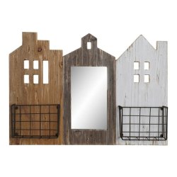 Tidningsstll DKD Home Decor Vit Brun Metall Paulowniatr (57 x