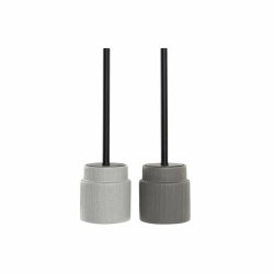 Toalettborste DKD Home Decor Ljusgr Mrkgr Stl Stengods Scand