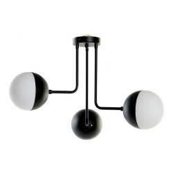 Taklampa DKD Home Decor Vit Svart Metall Glas 220 V 50 W (61 x 5