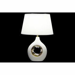 Bordslampa DKD Home Decor Vit Silver Polyester Porslin 220 V Gyl