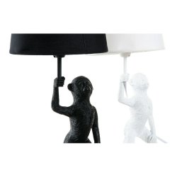 Bordslampa DKD Home Decor Vit Svart Polyester Metall Harts 25W 2