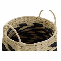 Korg - set DKD Home Decor Svart Ljusbrun Naturliga fibrer (2 Del