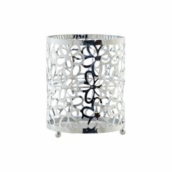 Bestickkorg DKD Home Decor Silvrig Metall Marguerite 12 x 12 x 1