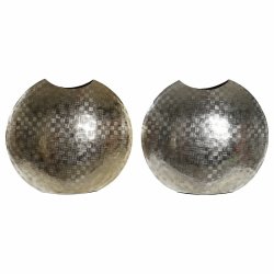 Vas DKD Home Decor 37 x 14 x 33 cm Silvrig Gyllene Aluminium Mod