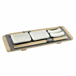 Sushiset DKD Home Decor Brun Svart Naturell Bambu Skiffer 30 x 1