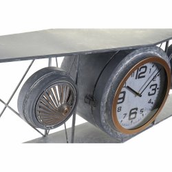 Vggklocka DKD Home Decor Glas Jrn Flygplan Tr MDF Mrkgr (12