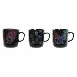 Mugg DKD Home Decor Porslin Svart Rosa (11.5 x 8.5 x 10 cm) (3 p