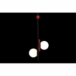 Taklampa DKD Home Decor Vit Svart Rd Metall Glas 40 W 44 x 44 x