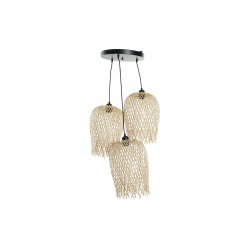 Taklampa DKD Home Decor Svart Ljusbrun Metall Bambu 50 W Tropisk