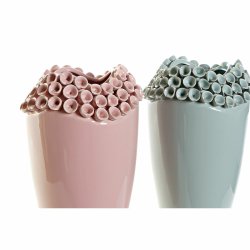 Vas DKD Home Decor Rosa Turkos Stengods Medelhavs (2 pcs) (19 x