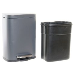 Papperskorg DKD Home Decor Metall Ljusgr 5 L polypropen Grundl
