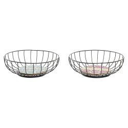 Fruktskl DKD Home Decor Bl Turkos Metall Tr MDF 28 x 28 x 11