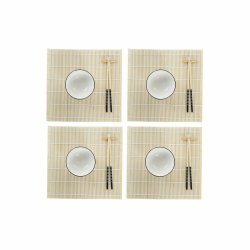 Sushiset DKD Home Decor Bambu Stengods Vit Orientalisk 14,5 x 14
