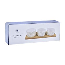 Tilltuggsset DKD Home Decor Bambu Stengods Blad 3 Delar 4 Delar